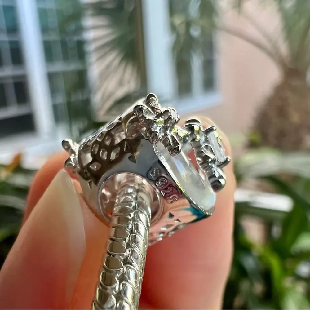 Silver Opalescent Moon Charm